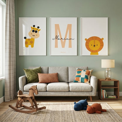 Set of 3: Personalized Animal Posters