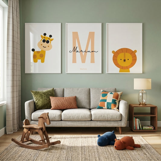 Set of 3: Personalized Animal Posters