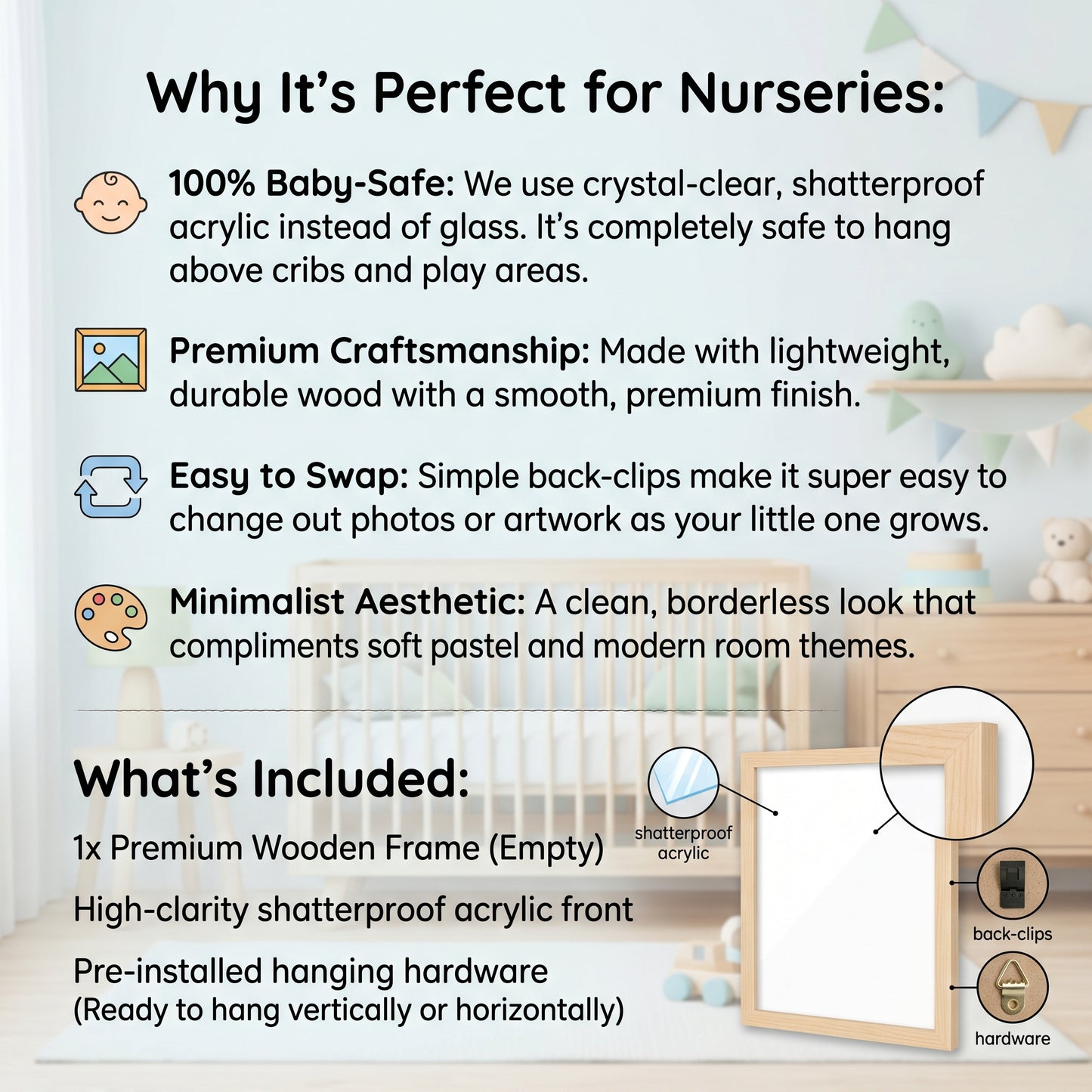 Modern Kid’s Room Frame – Shatterproof Acrylic