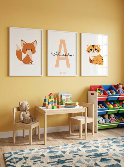 Set of 3: Personalized Animal Posters