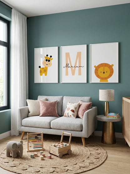 Set of 3: Personalized Animal Posters
